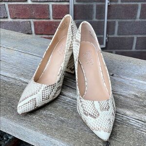 Franco Sarto | Palma | Natural | Fabric| Python | Block | High Heels | Size 8